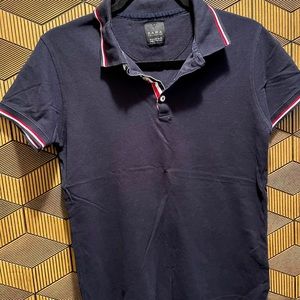 Zara polo. Navy blue, white and red border